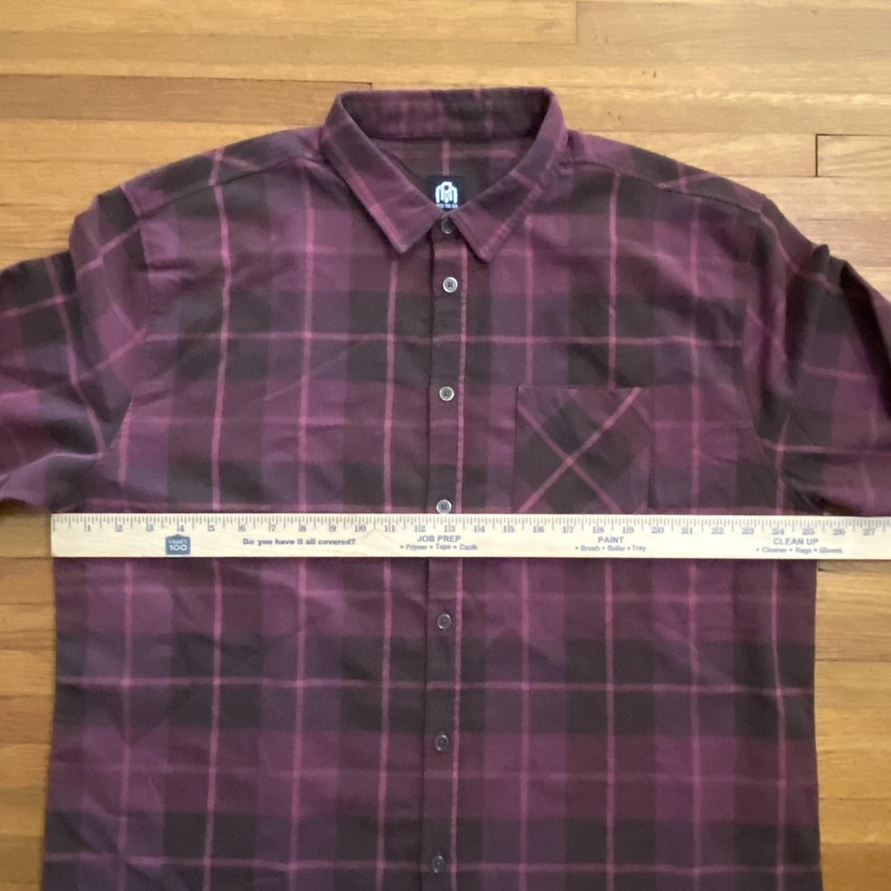 INTO THE AM Shirt Mens 2XL Burgundy Black Plaid Button Down Long Sleeve Stretch - Picture 6 of 12